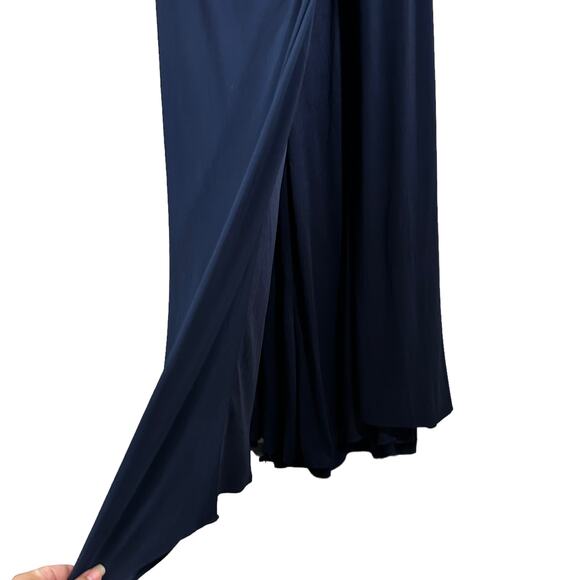 Mac Duggal NewWomen's One Shoulder Long Sleeve Jersey Gown Midnight Size 16 - Picture 8 of 15